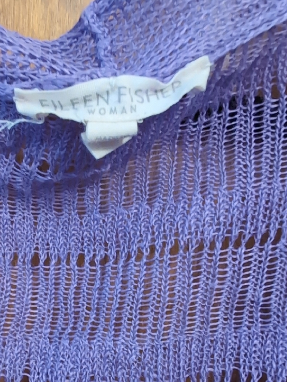 Eileen Fisher Lavender Open-Front Sheer Knit Linen Cardigan - Picture 2 of 6